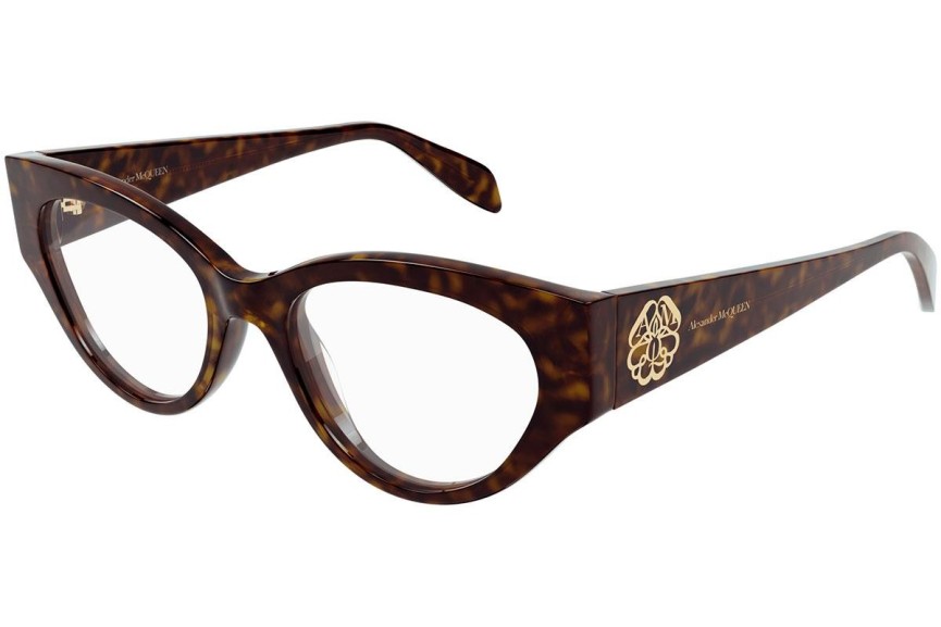 Glasögon Alexander McQueen AM0380O 002 Cat Eye Havana