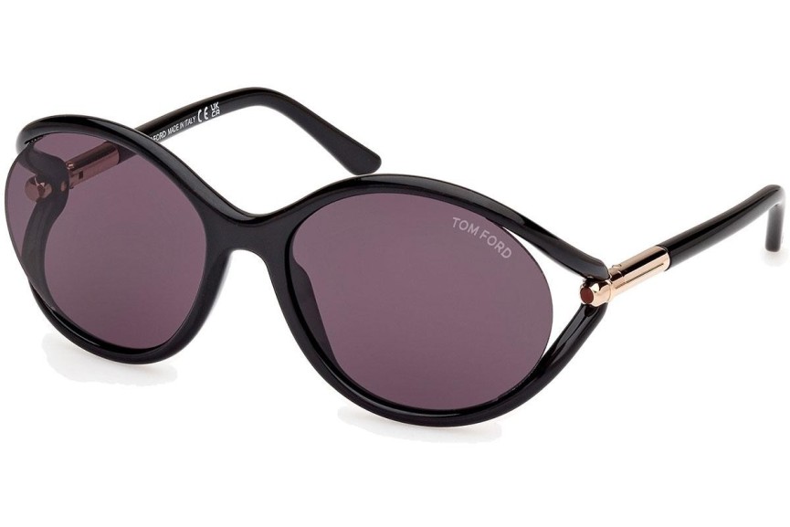 Solglasögon Tom Ford Melody FT1090 01A Runda Svart