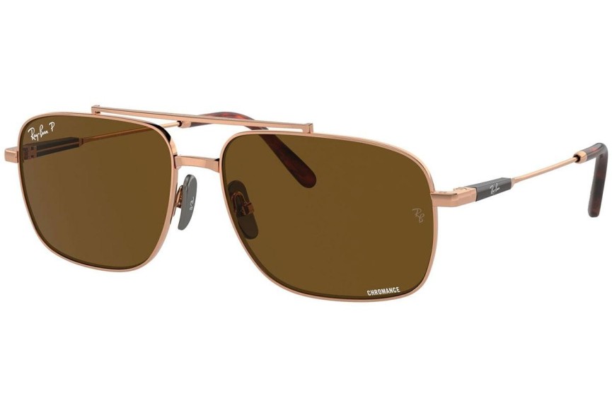 Solglasögon Ray-Ban Michael Titanium RB8096 9266AN Polarized Rektangulära Brun