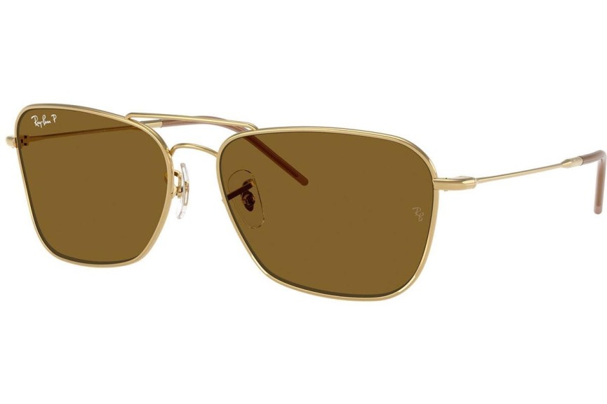 Solglasögon Ray-Ban Caravan Reverse RBR0102S 001/83 Polarized Rektangulära Guld