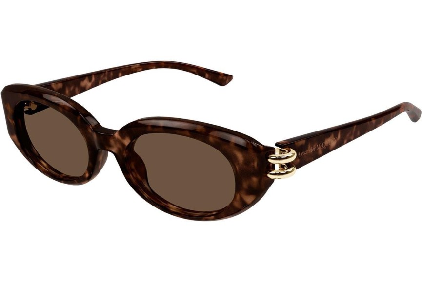 Solglasögon Alexander McQueen AM0469S 002 Oval Havana