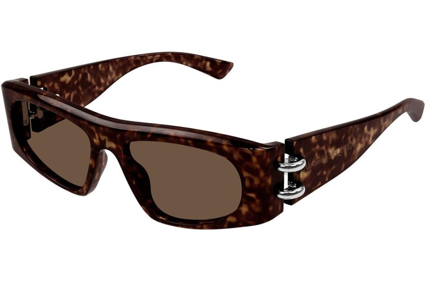 Solglasögon Alexander McQueen AM0471S 002 Rektangulära Havana