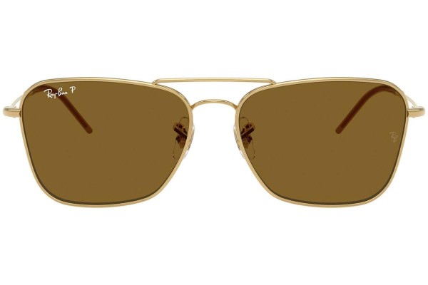 Solglasögon Ray-Ban Caravan Reverse RBR0102S 001/83 Polarized Rektangulära Guld