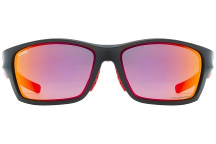 Solglasögon uvex sportstyle 232 P Black Mat / Red S3 Polarized Rektangulära Svart