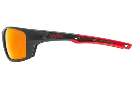 Solglasögon uvex sportstyle 232 P Black Mat / Red S3 Polarized Rektangulära Svart