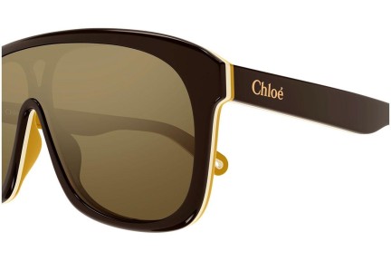 Solglasögon Chloe CH0212S 001 Enkel Lins | Shield Brun