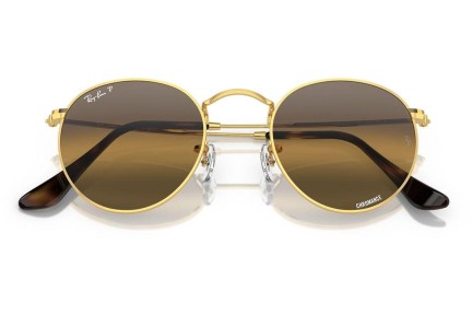 Solglasögon Ray-Ban Round Metal RB3447 001/G5 Polarized Runda Guld